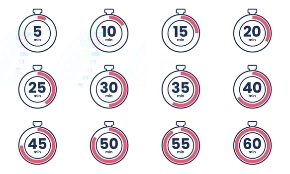 A set of different time stopwatch icons vector