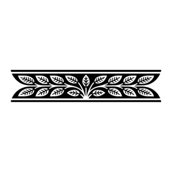 Decorative Leafy Border Element, Black and White, Illustration vector