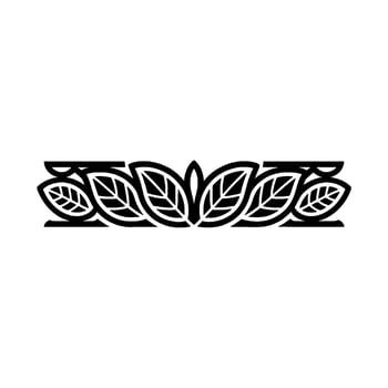 Elegant Leaf Border , Black White Illustration vector