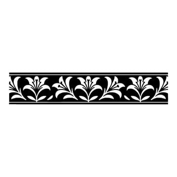 Elegant Black White Floral Border Seamless Pattern - Floral border vector