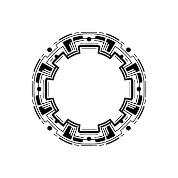 Geometric Art Deco Circle Frame on White, Element vector
