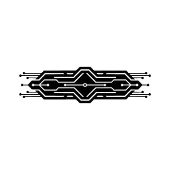 Tech Circuitry Minimalist Black and White Digital Element vector
