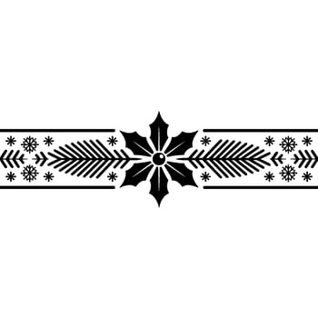Minimalist Christmas Border Holly, Snowflakes, Pine in Black Red vector