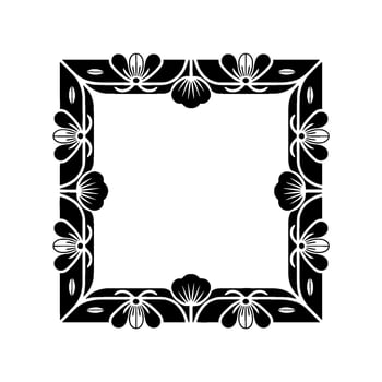 Elegant Floral Frame Black and White Decorative Border - Square vector