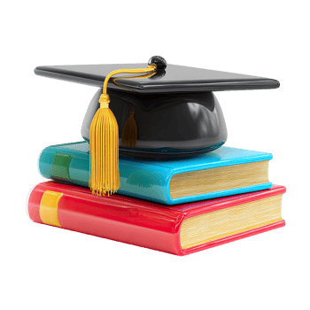 Graduation Cap on Stack of Books Illustration on Transparent Background graduation png