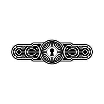 Ornate Keyhole Element in Black and White vector