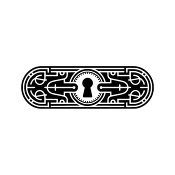 Abstract Keyhole Geometric Black White Illustration vector