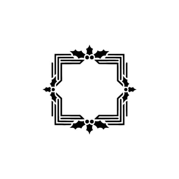 Minimalist Geometric Christmas Frame with Holly Accents, vector