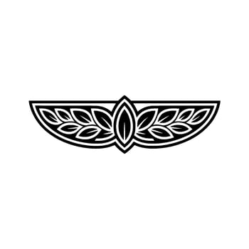 Elegant Black and White Leaf Crest on White Background vector