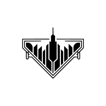 Geometric Deco Cityscape Abstract Black White vector