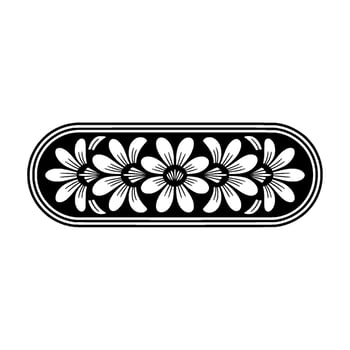 Floral Motif Black and White Decorative Border vector