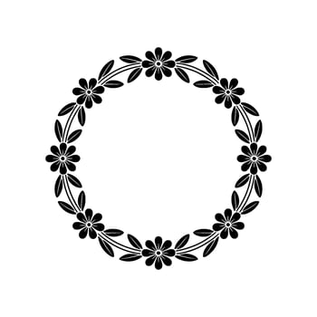 Elegant Black White Floral Wreath Illustration - Leaves vector