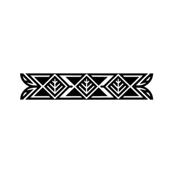 Geometric Tribal Border with Leaf Motifs Art vector