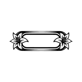 Elegant Lily Flower Frame, Black and White Illustration vector