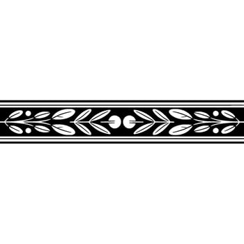 Black White Decorative Foliage Border on White, Minimalist vector