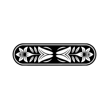 Elegant Black and White Floral Border, Art Deco Style, Illustration vector