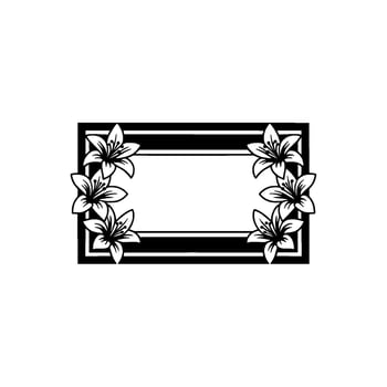 Elegant Floral Frame, Black and White Lily vector