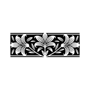 Elegant Lily Floral Border , Black and White Art Deco Style vector