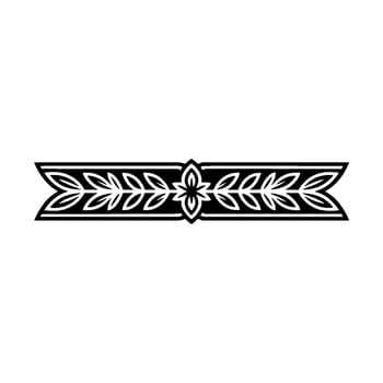 Elegant Black White Floral Border on White Background 2 - Leaves vector