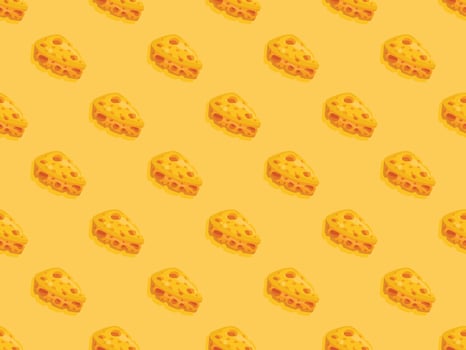 cheese pattern on yellow background vector