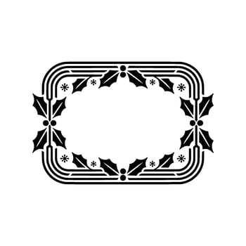 Minimalist Holly Frame with Red Berries, Geometric vector