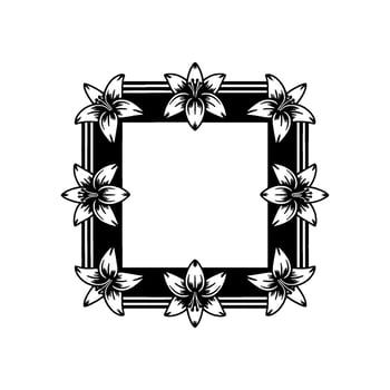 Elegant Lily Frame Black White Floral Border for Invitations vector