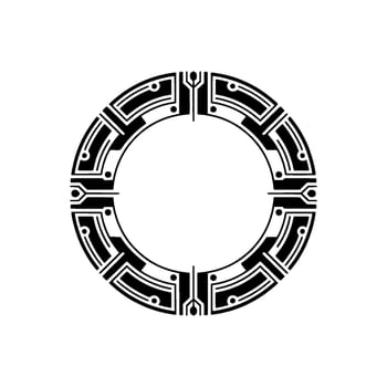Abstract Tech Circle Element Modern Black White vector