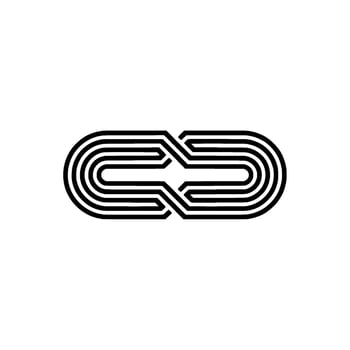 Abstract Link Geometric Black Lines on White, Minimalist vector