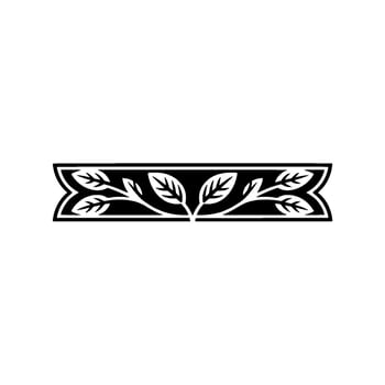 Ornate Leaf Banner Black and White Floral on Light Background vector