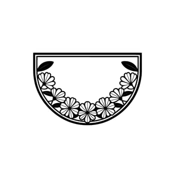 Elegant Floral Semicircle Frame Minimalist Black and White vector