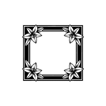 Elegant Lily Flower Frame in Black and White vector