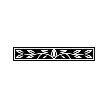 Elegant Black White Floral Border on White Background - Branch vector