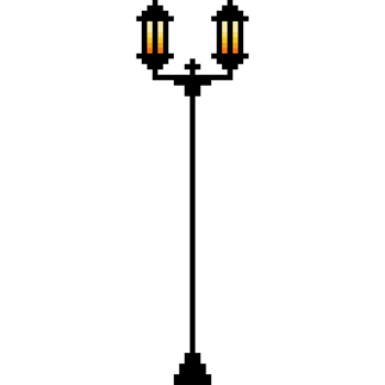 Pixel art double lantern streetlight, retro 8-bit vintage lamp post png