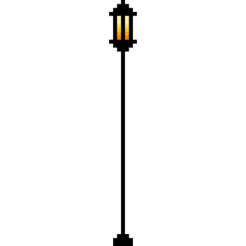 Single street lamp pixel art, vintage pixel lantern pole png