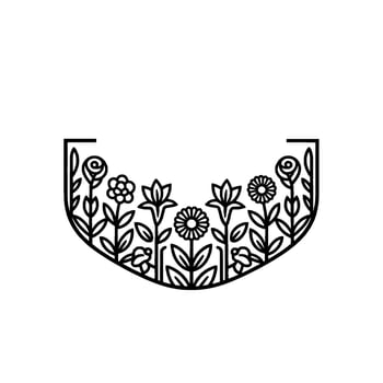 Minimalist Floral Border Illustration in Black and White vector