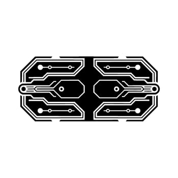 Abstract Circuit Board Diagram in Black and White on White Background vector