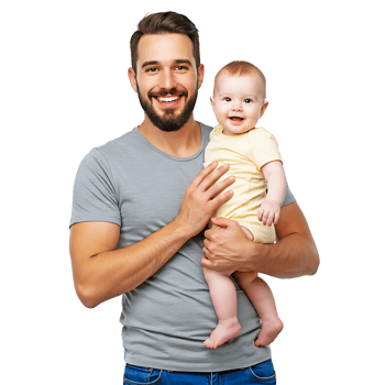 Cheerful Father Holding Happy Baby on Transparent Background png