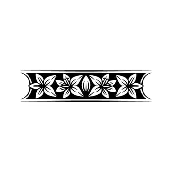 Floral Border , Black and White, Geometric, Elegant, vector