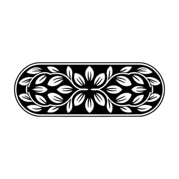 Elegant Black White Floral Border Element, Isolated on White - Ornament vector