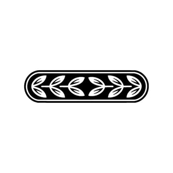 Black and White Leaf Motif, Rounded Rectangle, Minimalist Element vector