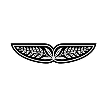 Elegant Black White Leafy Emblem on White Background vector