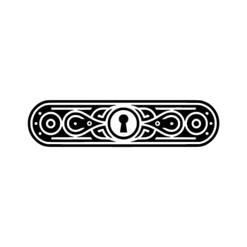 Ornate Door Hardware Art Deco Keyhole and Scrollwork vector