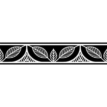 Minimalist Leaf Pattern Border in Black and White - Leaves vector