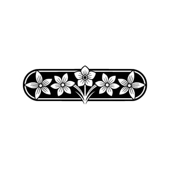 Elegant Black White Floral Border - Blossoms vector