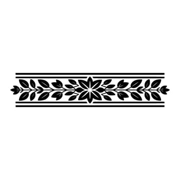 Elegant Floral Border Element Black White - Ornament vector