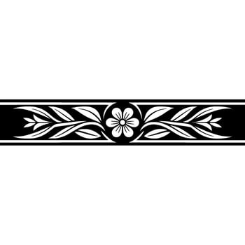 Elegant Floral Border Monochrome Floral Motif, Illustration vector