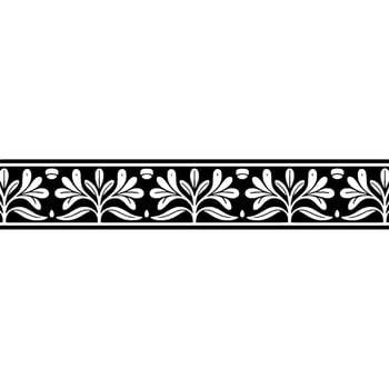 Elegant Black and White Floral Border Element - Seamless vector