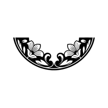 Elegant Black Floral Motif Decorative Ornament on White vector