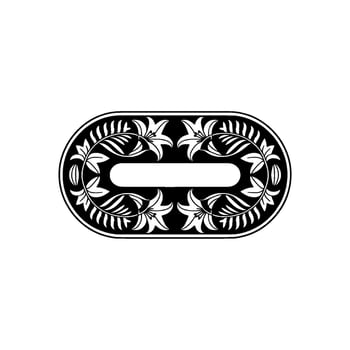 Ornate Black and White Floral Oval Frame on White Background vector