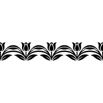Floral Border Elegant Black Tulip Pattern on White vector